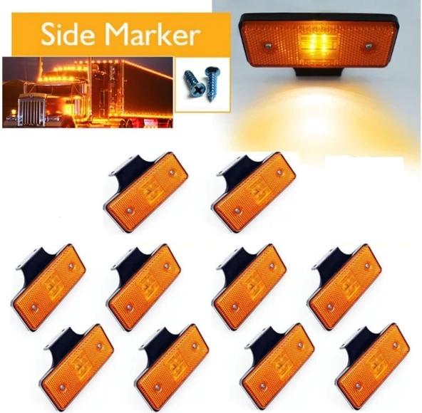 KAMYON TIR DORSE OTOBÜS  YAN MARKER LAMBA (10 ADET ) SARI 12-24 V E ONAY BELGELİ