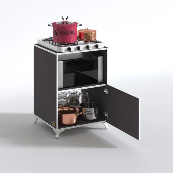 Kenzlife ocak dolabı revbahar gri 85*60*56 hazır mutfak klasik set üstü ocak için arkalıksız - Resim 2