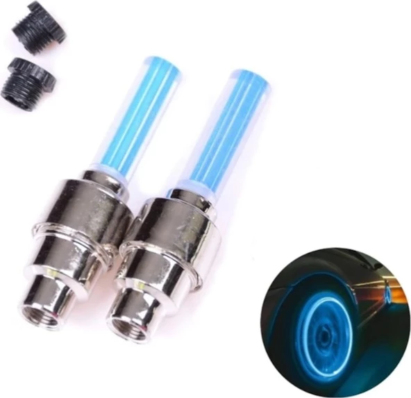 Hareket Sensörlü Mavi Işıklı Sibop Kapağı Lambası Araba Bisiklet - Resim 5