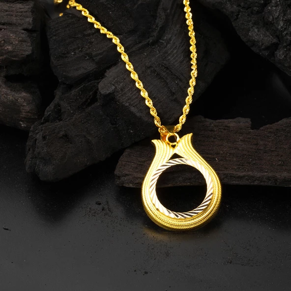 Çeyrek Altın Çerçevesi Lale Kolye - Resim 4