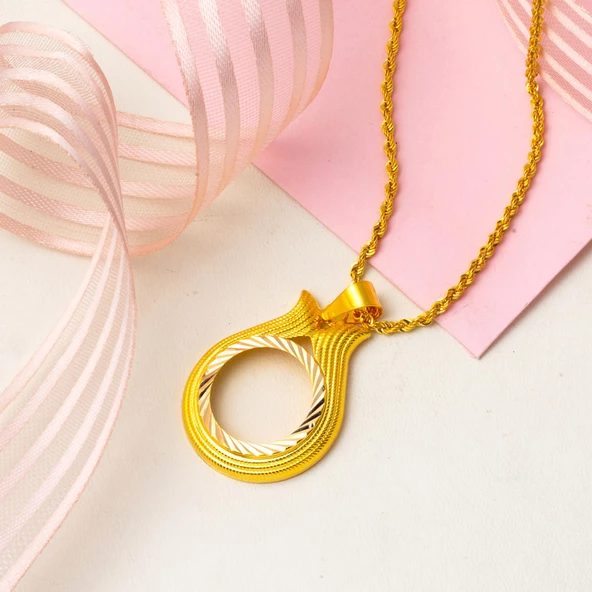 Çeyrek Altın Çerçevesi Lale Kolye - Resim 3