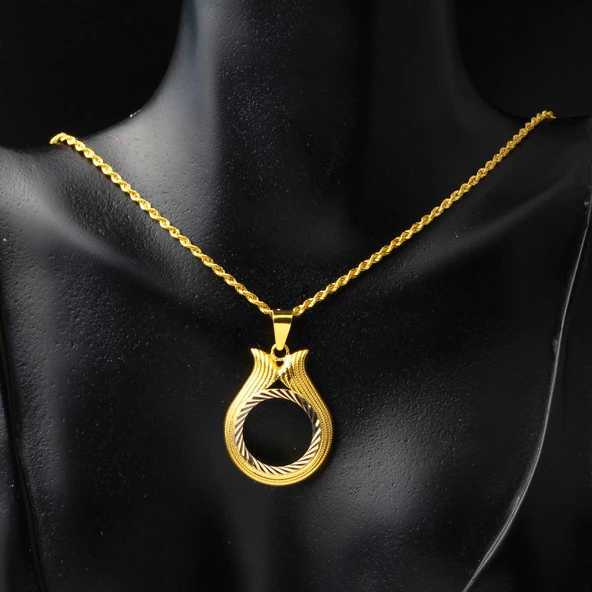 Çeyrek Altın Çerçevesi Lale Kolye - Resim 2