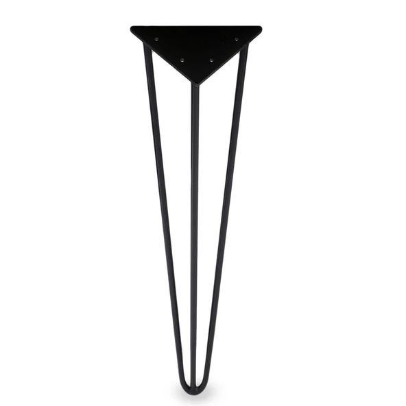 Üçgen Mobilya Masa Sehpa Ayağı 74 cm Mat Siyah Metal Ayak - 5