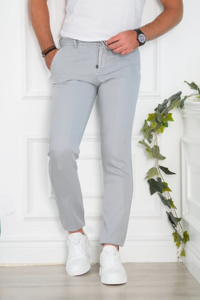 BELİ LASTİKLİ YAZLIK İNCE TENSEL KUMAŞ İPLİKLİ REGULAR FİT ERKEK JOGGER PANTOLON - 4