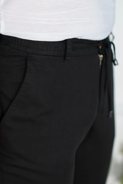 BELİ LASTİKLİ YAZLIK İNCE TENSEL KUMAŞ İPLİKLİ REGULAR FİT ERKEK JOGGER PANTOLON - 12