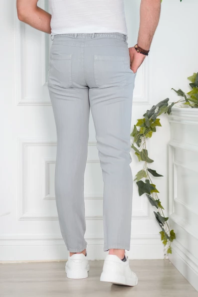 BELİ LASTİKLİ YAZLIK İNCE TENSEL KUMAŞ İPLİKLİ REGULAR FİT ERKEK JOGGER PANTOLON - 5