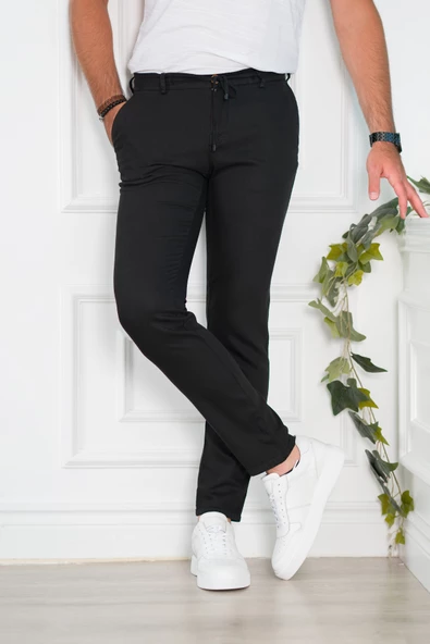 BELİ LASTİKLİ YAZLIK İNCE TENSEL KUMAŞ İPLİKLİ REGULAR FİT ERKEK JOGGER PANTOLON - 10