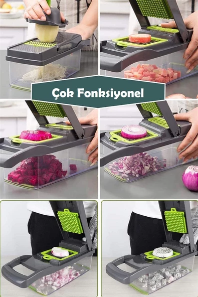 Tilbe Home Vegetable Chopper Pratik Hazneli Sebze Patates Dilimleyici Doğrayıcı Rendeleme Seti 13 Parça - 3