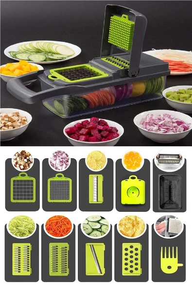 Tilbe Home Vegetable Chopper Pratik Hazneli Sebze Patates Dilimleyici Doğrayıcı Rendeleme Seti 13 Parça - 2
