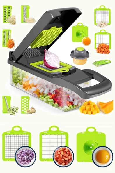 Tilbe Home Vegetable Chopper Pratik Hazneli Sebze Patates Dilimleyici Doğrayıcı Rendeleme Seti 13 Parça
