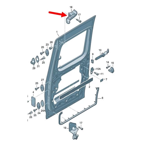 VW Caddy 2004-10 Sağ Arka Sürgülü Kapı Üst Kolu Mekanizması 2K0843436A - 3