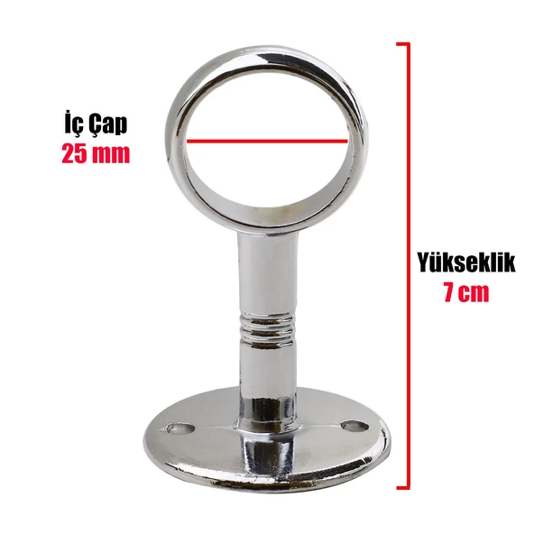 Askı Flanşı Açık Ağız Daire Dolap Elbise Askı Aparatı Boru Tutucu (2 ADET) - Resim 3