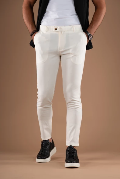 SLİMFİT DAR PAÇA BİLEKTEN ASTARSIZ YAZLIK İNCE KUMAŞ ERKEK SPOR KUMAŞ PANTOLON - 2