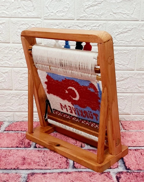 100tel Türkiye Haritası Motifli El Dokuması Hediyelik Minyatür Halı - 6