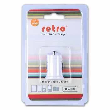 Luxus 5V Çift USB Araç Şarj Adaptör Beyaz RETRO