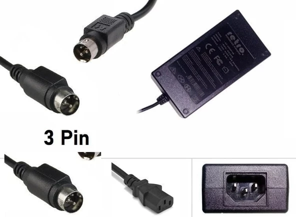 Cab Termal POS Barkod Etiket Yazıcı 24V 2.5A 3Pin DIN Adaptör RETRO