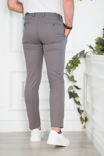 BELİ LASTİKLİ YAZLIK İNCE KUMAŞ İPLİKLİ REGULAR FİT ERKEK JOGGER PANTOLON - 4