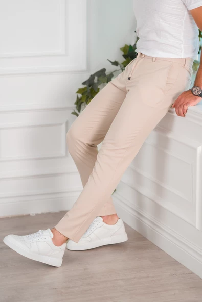 BELİ LASTİKLİ YAZLIK İNCE KUMAŞ İPLİKLİ REGULAR FİT ERKEK JOGGER PANTOLON - 11
