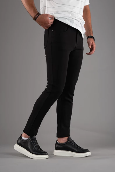 SLİMFİT 5 CEP DAR PAÇA ASTARSIZ MEVSİMLİK KUMAŞ PAMUKLU ERKEK SPOR PANTOLON - Resim 7