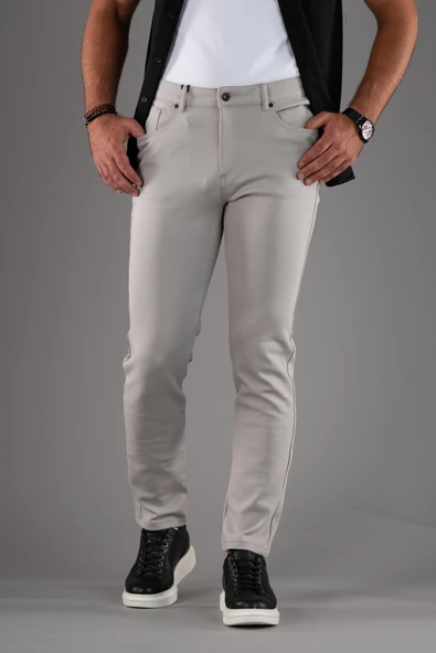 SLİMFİT 5 CEP DAR PAÇA ASTARSIZ MEVSİMLİK KUMAŞ PAMUKLU ERKEK SPOR PANTOLON - Resim 3