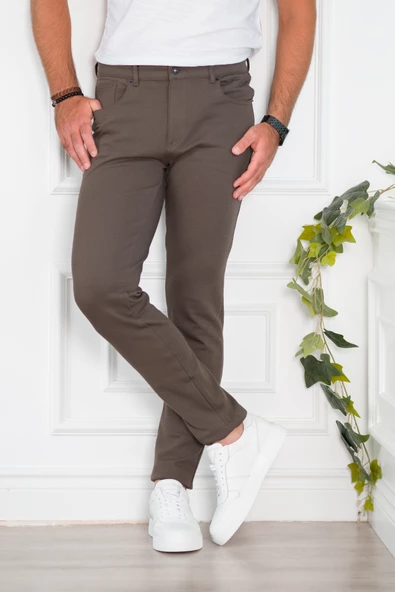 SLİMFİT 5 CEP DAR PAÇA ASTARSIZ MEVSİMLİK KUMAŞ PAMUKLU ERKEK SPOR PANTOLON - Resim 12