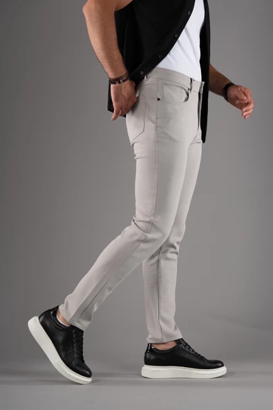 SLİMFİT 5 CEP DAR PAÇA ASTARSIZ MEVSİMLİK KUMAŞ PAMUKLU ERKEK SPOR PANTOLON - Resim 4