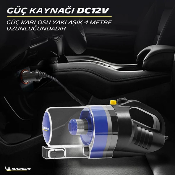Michelin MC33375 12Volt/150Watt Araç Süpürgesi + 4 Parça Aksesuar Seti - 12