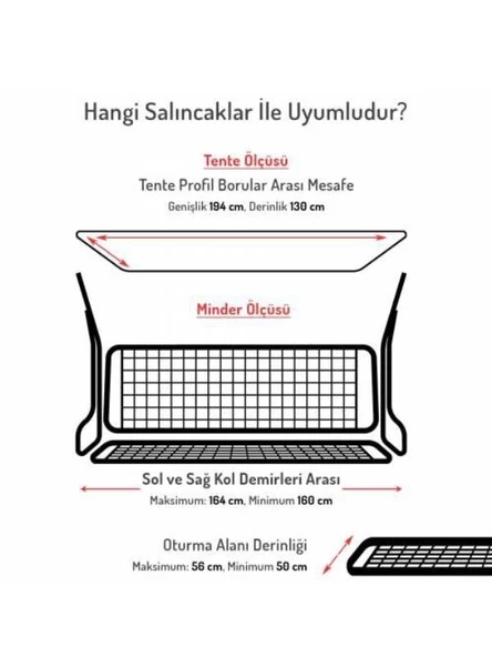 Mandaş Süngersiz 3 Kişilik Salıncak Minder Seti (Pamuklu Kumaş)-Kaz Ayağı Gri - 2