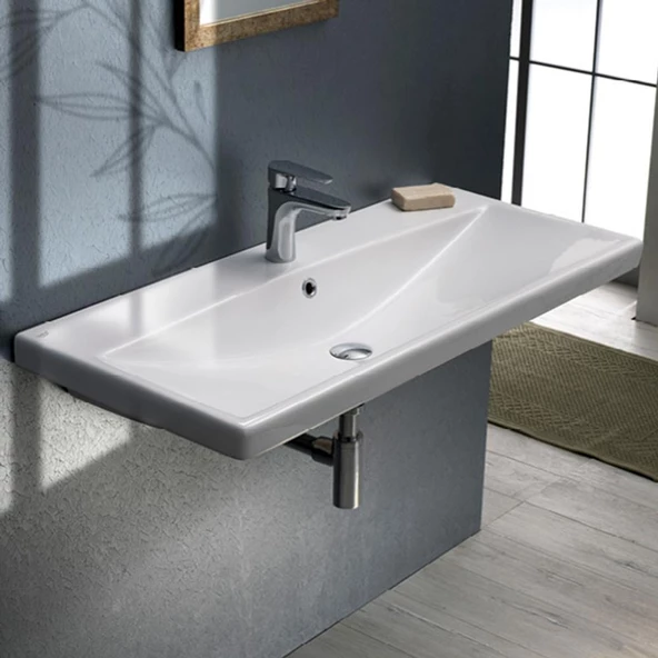 Turkuaz Cerastyle Elite Etajer Uyumlu Damlalıklı Lavabo 60x45 cm - 3