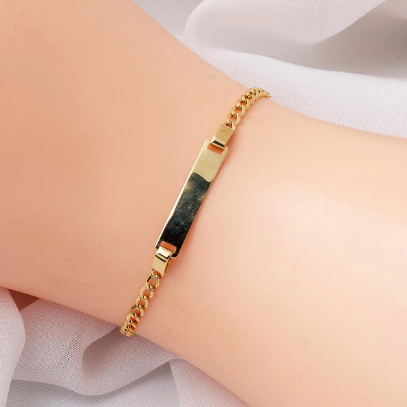 Plakalı 14 Ayar Altın Çocuk Künyesi - Resim 4