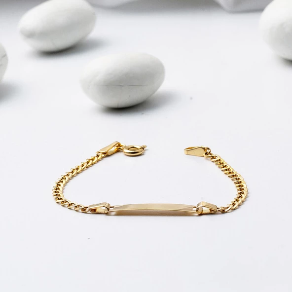 Plakalı 14 Ayar Altın Çocuk Künyesi - Resim 6