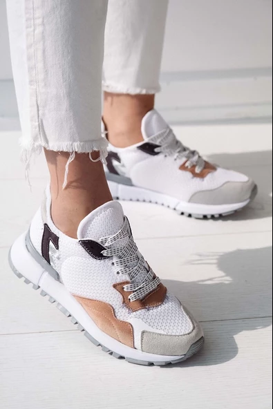 Milena Kadın Spor Ayakkabı Pudra Sneaker - 4