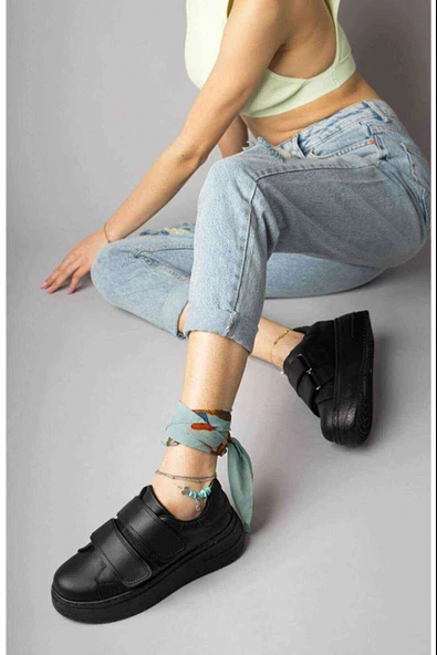 Kadın Siyah Yüksek Topuklu Spor Ayakkabı , Snekaer - 5