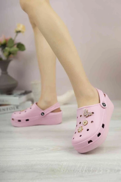 Taş Tokalı Yumuşak Tabanlı Kadın Terlik Pembe - 3