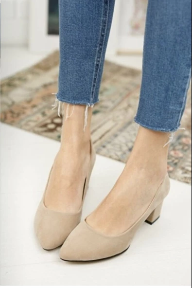 Dublin Kadın Topuklu Ayakkabı - Ten Süet - 3