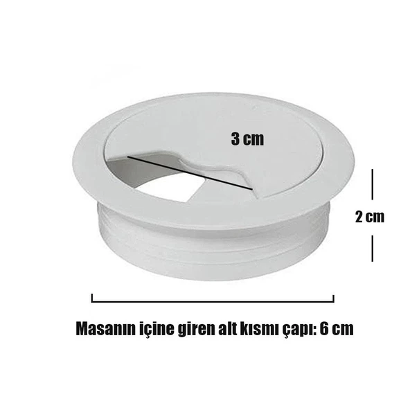 Masa Üstü Kablo Kanalı Deliği Kapağı 6 cm (RENK SEÇİNİZ) - 4