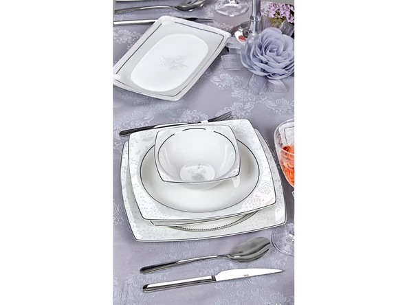Taç Real Bone Tia Platin 60 Parça 12 Kişilik Yemek Takımı - 5