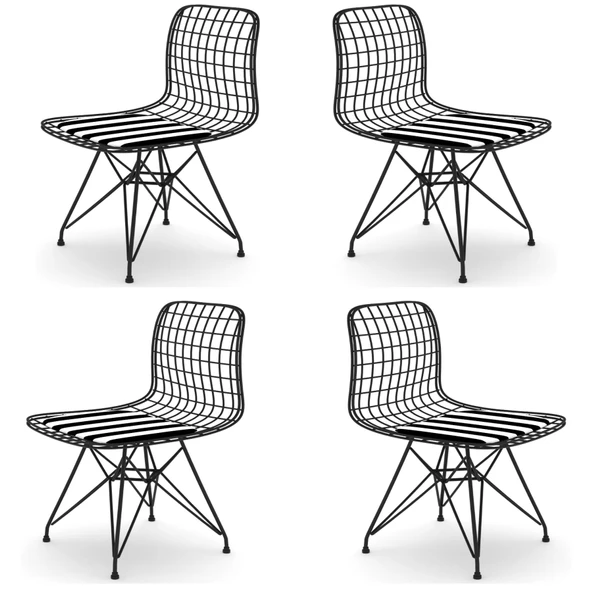 Knsz kafes tel sandalyesi 4 lü mazlum syhtuan ofis cafe bahçe mutfak ürün görseli