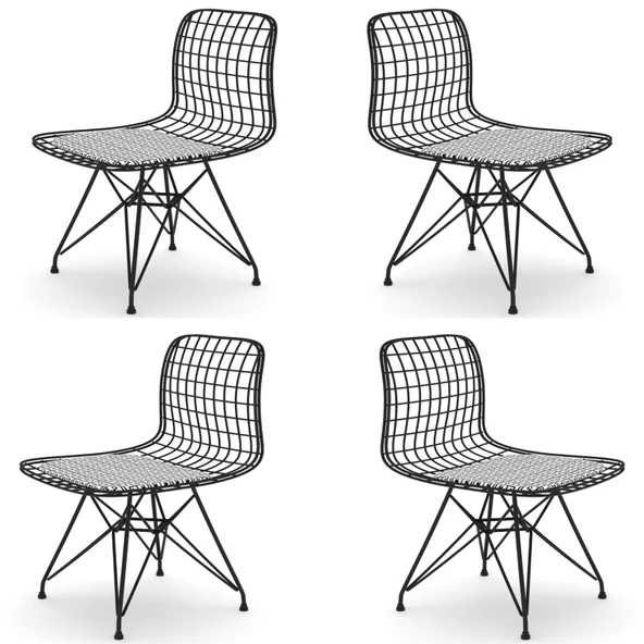 Knsz kafes tel sandalyesi 4 lü mazlum syhtalen ofis cafe bahçe mutfak ürün görseli