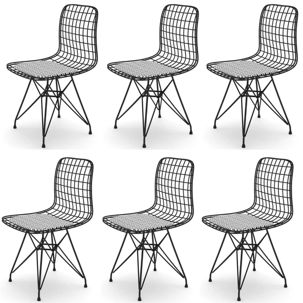 Knsz kafes tel sandalyesi 6 lı mazlum syhtalen ofis cafe bahçe mutfak ürün görseli 1