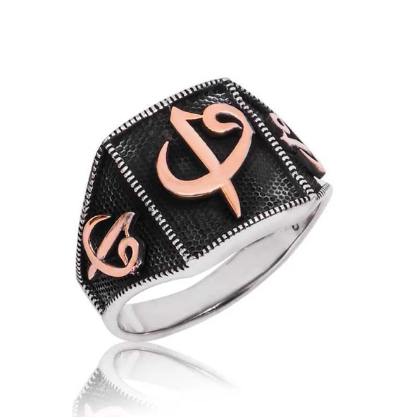 Gümüş Elif Vav Erkek Yüzük ürün görseli 1