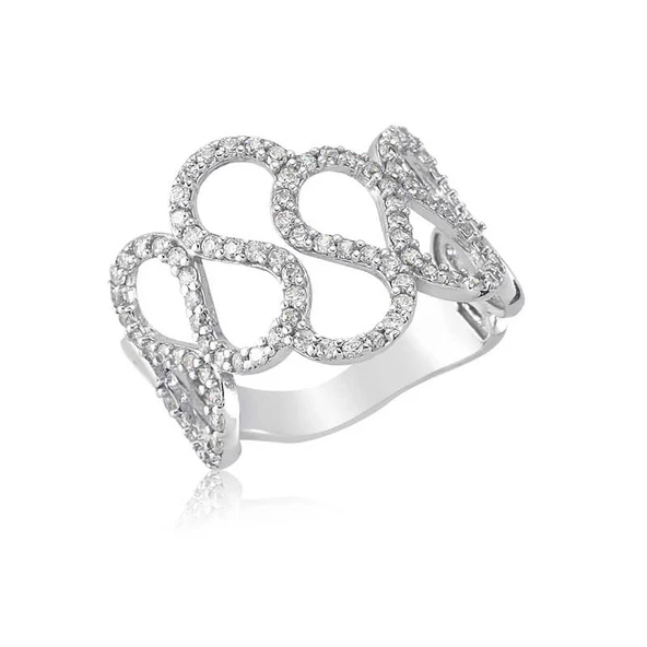 Gümüş Dalgalı Sonsuzluk Bayan Yüzük ürün görseli 1