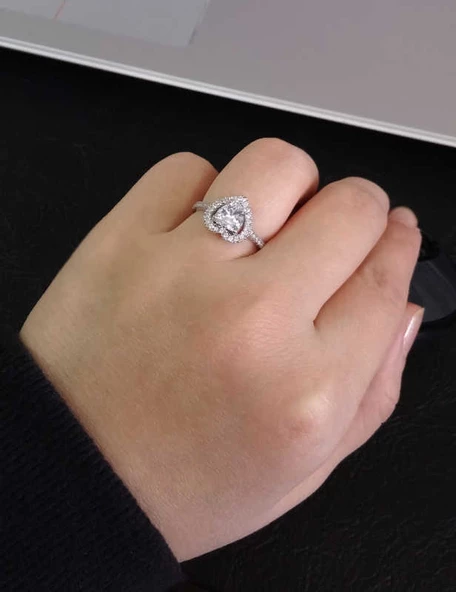 Gümüş Kalpli Bayan Yüzük ürün görseli 1