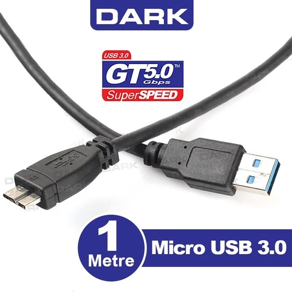 DARK 1m USB 3.0 - Micro B Taşınabilir Disk Kablosu DK-CB-USB3MICROB