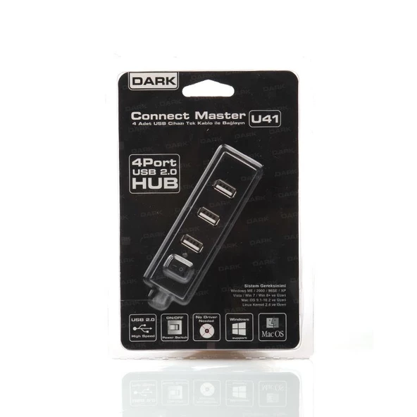 DARK Connect Master ,4 Port USB Hub ,On-Off düğmeli DK-AC-USB241 - 4