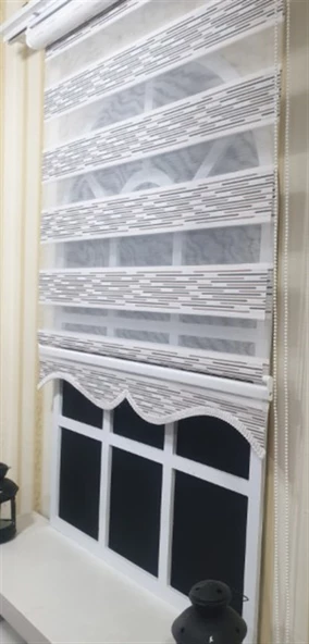 Zebra Stor Perde Efektli Etek Dilimli ST 033  Ekru 190 x 200