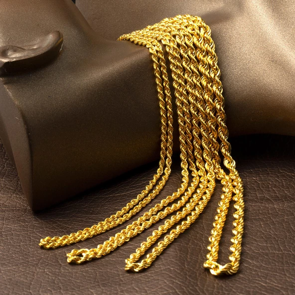 Burma Halat 14 Ayar Altın Zincir - 65 cm - Resim 7