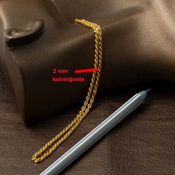 Burma 14 Ayar Altın Zincir - 60 cm - Resim 3