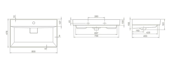 Turkuaz Cerastyle Sharp Etajer Uyumlu Banyo Lavabo 80 48 cm - 4