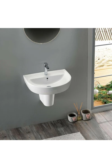 Turkuaz Bella Banyo Lavabo 45x55 cm (Bella Yarım Ayaklı) - 2